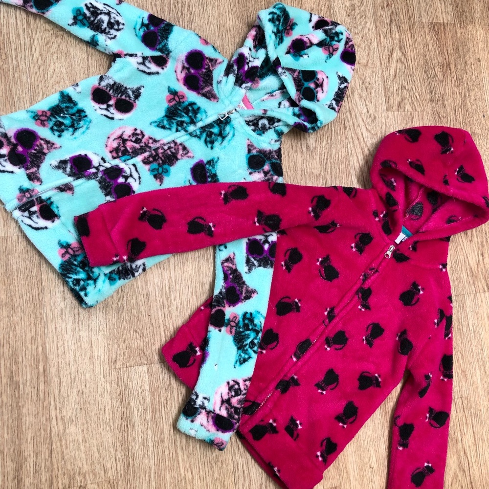 2 “cool cat” fleece hoodies